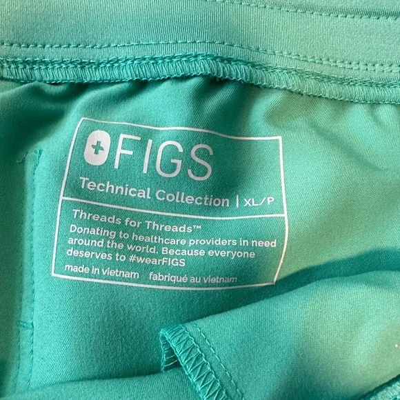 Figs Technical Collection Jogger Scrub Pants Women's XL/P Surgical Green - Picture 6 of 11